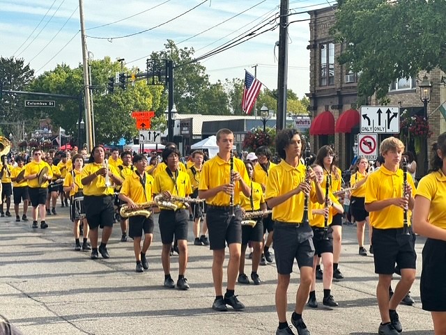 Bands from the Arts in the Alley parade plus a ghostbuster!